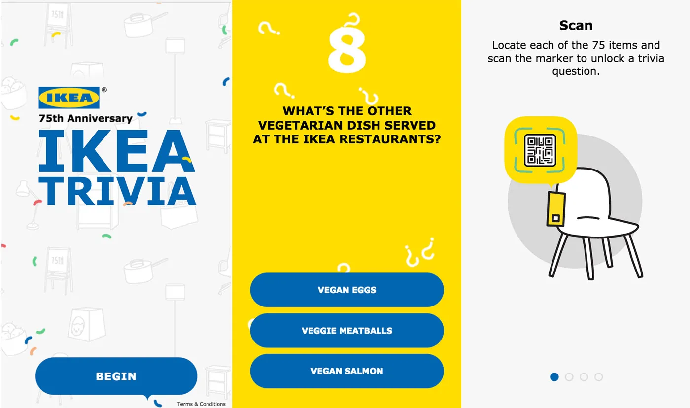IKEA quiz screens